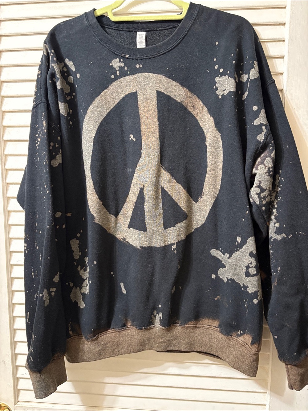Source Unknown Black Sweatshirt with Silver Peace Graphic